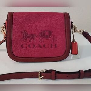 Coach Saddle Crossbody Bag Hot Pink/Red
